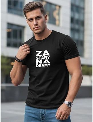 Pánské bavlněné tričko s nápisy černé FashionStreet NX0112R