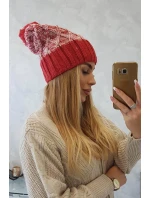 Milano fleecová čepice K203 ecru melange+red Milano fleecová čepice K203 ecru melange+red