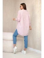 Bavlněná mušelínová košile oversize tmavě pudrově růžová