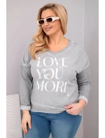 Dámská blůza Plus Size s potiskem Love You More šedá