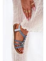 Dámské Ploché Sandály S Pletenými Pásky Modré Artiker 56C1325