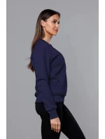 Tmavě modrá dámská tepláková mikina se stahovacími lemy (W01-66)