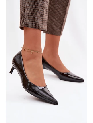 Lakované lodičky na nízkém podpatku Černé Girela