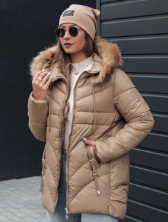 Dámská zimní bunda MELOMA prošívaná s kapucí béžová FashionStreet TY4712