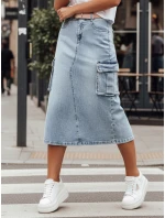 CARGOMIDI modrá midi džínová sukně FashionStreet CY0490 CARGOMIDI modrá midi džínová sukně FashionStreet CY0490