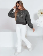 Dámská krátká oversize mikina s kravatovým motivem DENVIS graphite FashionStreet BY1422