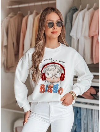 Dámská mikina s potiskem LALA VIBE bílá FashionStreet BY1504