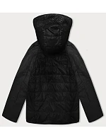 Dámská krátká volná bunda s melanžovými rukávy Vaston black-melange (F-23962#) Dámská krátká volná bunda s melanžovými rukávy Vaston black-melange (F-23962#)