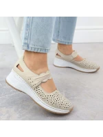 Rieker béžové kožené polobotky na suchý zip N4382-60