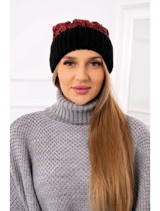 Dámská čepice s bambulí Abigail K326 black+malmine Dámská čepice s bambulí Abigail K326 black+malmine
