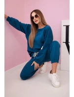 Komplet teplákové + kalhoty máslová látka  námořní