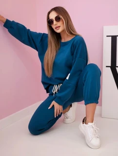 Komplet teplákové + kalhoty máslová látka námořní