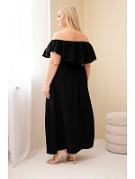 Dámské šaty Plus Size s volánkem a elastickým pasem černá Dámské šaty Plus Size s volánkem a elastickým pasem černá