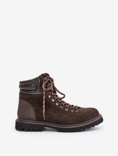 Semišové Zateplené Boty Trapery Pánské Big Star OO174644 Hnědé