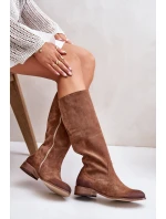 Dámské Semišové Kozačky Do Poloviny Lýtka Na Zipu Lewski 3616 Hnědé