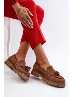 Zazoo Dámské semišové mokasíny s třásněmi, hnědé Zazoo Dámské semišové mokasíny s třásněmi, hnědé