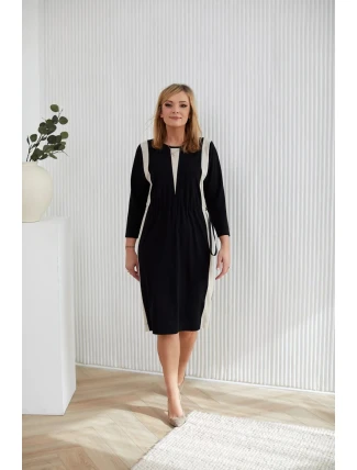 Denní šaty M401 černo-béžové - La Aurora Denní šaty M401 černo-béžové - La Aurora