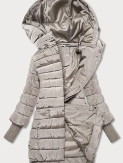 Béžová dámská bunda s úpletovými stahovacími lemy (P22-6637/6682-62)