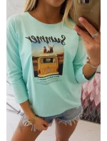 Halenka s potiskem Letní auto mint Halenka s potiskem Letní auto mint