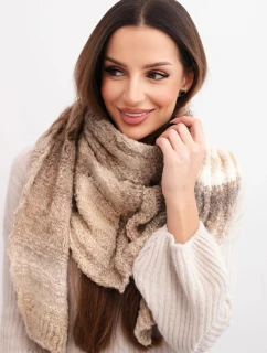 Dámský vlněný šátek měkký a teplý v barevných pruzích KN19 béžový