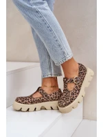 Semišové Polobotky S Přezkou V Panteře Zazoo 20183 Hnědé