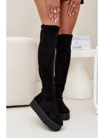 Dámské Kozačky Na Platformě Nad Kolena Big Star SS274264 Černé