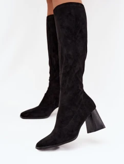 Dámské kozačky na sloupku s prošitím černé Celandine