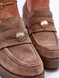 Dámské Zamszové Polobotky Na Sloupku Bežové Dunadia