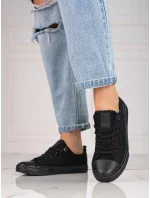 Jedinečné černé tenisky dámské bez podpatku Jedinečné černé tenisky dámské bez podpatku