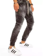 Pánské tmavě šedé džínové kalhoty FashionStreet UX3225 Pánské tmavě šedé džínové kalhoty FashionStreet UX3225