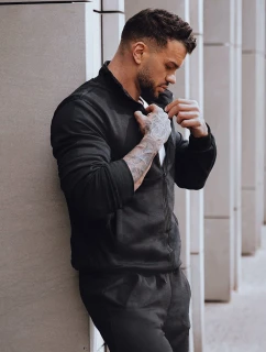 Pánská mikina na zip bez kapuce černá FashionStreet BX4110z