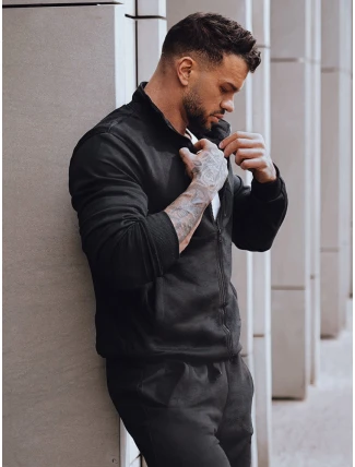 Pánská mikina na zip bez kapuce černá FashionStreet BX4110z