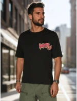 Pánské tričko s potiskem černé FashionStreet RX5645