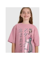 Dívčí tričko oversize s potiskem 4F 4FJRAW25TTSHF2936-54S