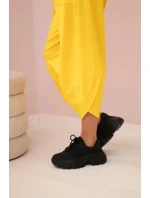 Bavlněná mikina kalhoty set tmavě žlutá