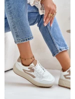 Dámské kožené sportovní boty na masivní platformě béžové Belisso Dámské kožené sportovní boty na masivní platformě béžové Belisso