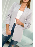 Elegantní sako s klopami šedé barvy