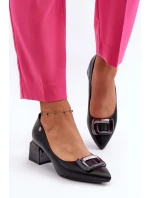 Lodičky na blokovém podpatku se zdobením, Eko kůže, Černá Sarala Lodičky na blokovém podpatku se zdobením, Eko kůže, Černá Sarala