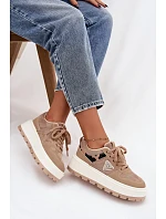 Dámské boty na platformě A209 béžové - Sweet Shoes