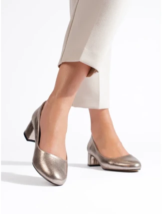 Krásné  lodičky dámské zlaté na plochém podpatku