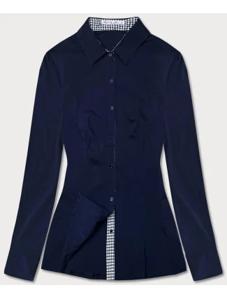 Tmavě modrá halenka s pepitovými vsadkami (WD16113) Tmavě modrá halenka s pepitovými vsadkami (WD16113)