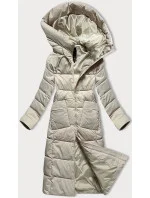 Světle béžová dlouhá dámská prošívaná zimní bunda Libland (7767)