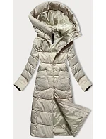 Dámská prošívaná dlouhá zimní bunda Libland light beige (7767) Dámská prošívaná dlouhá zimní bunda Libland light beige (7767)