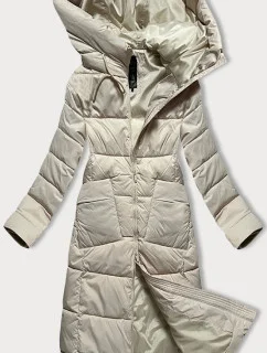 Světle béžová dlouhá dámská prošívaná zimní bunda Libland (7767)