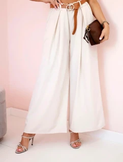 Široké kalhoty s páskem béžový