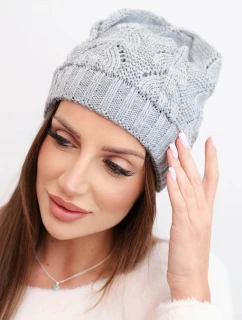 Dámská zimní pletená čepice s perforovaným vzorem K427 šedá