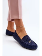 Dámské modré klasické semišové mokasíny Ontala
