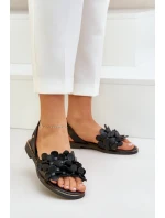 Kožené Sandály Na Plochém Podpatku Zazoo 40425 Černé Kožené Sandály Na Plochém Podpatku Zazoo 40425 Černé