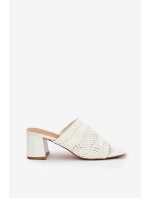 Dámské Pantofle S Pletením Na Podpatku Bílé Ciariloria