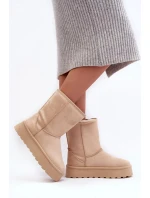 Béžové dámské boty do sněhu Abrams s kožíškem